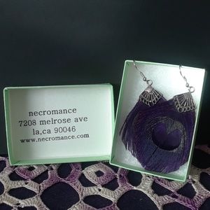 Purple Peacock Feather Earrings